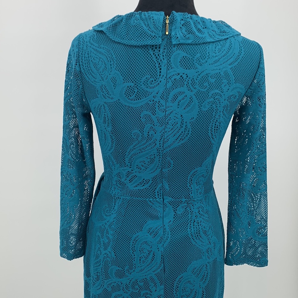NWT Lilly Pulitzer Dress size Small Tiki Wrap Ruffle Tidal lace teal - Picture 7 of 11